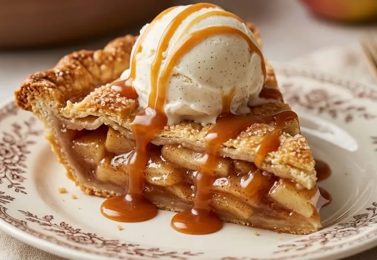 Apple pie with canned apple pie filling, ready to serve
