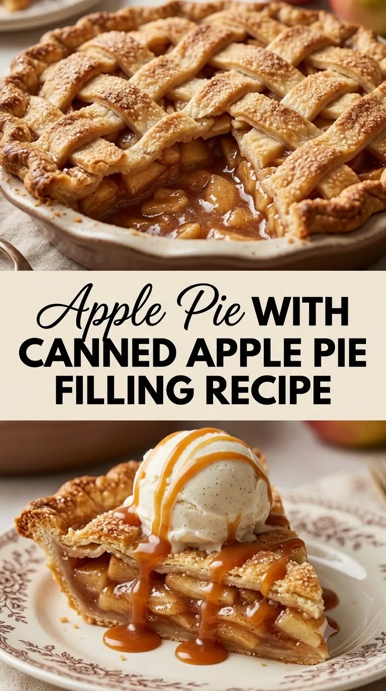 Pinterest image for Apple Pie With Canned Apple Pie Filling Recipe, with two photos of the recipe