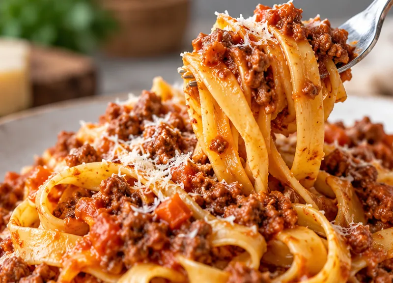 Authentic Tagliatelle al Ragù, ready to serve