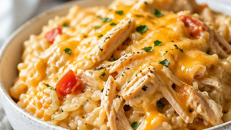 Cheesy Chicken and Rice Crockpot