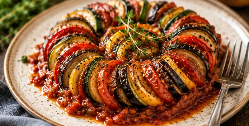 Classic Ratatouille Byaldi Recipe, ready to serve