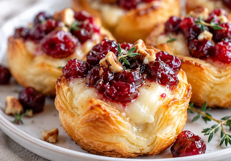 Cranberry Brie Bites Recipe With Puff Pastry, ready to serve