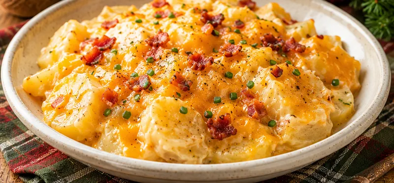 Crock Pot Cheesy Potatoes, ready to serve