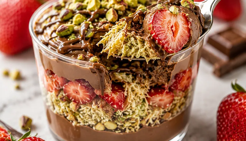 Dubai Chocolate Strawberry Cup Recipe, ready to serve
