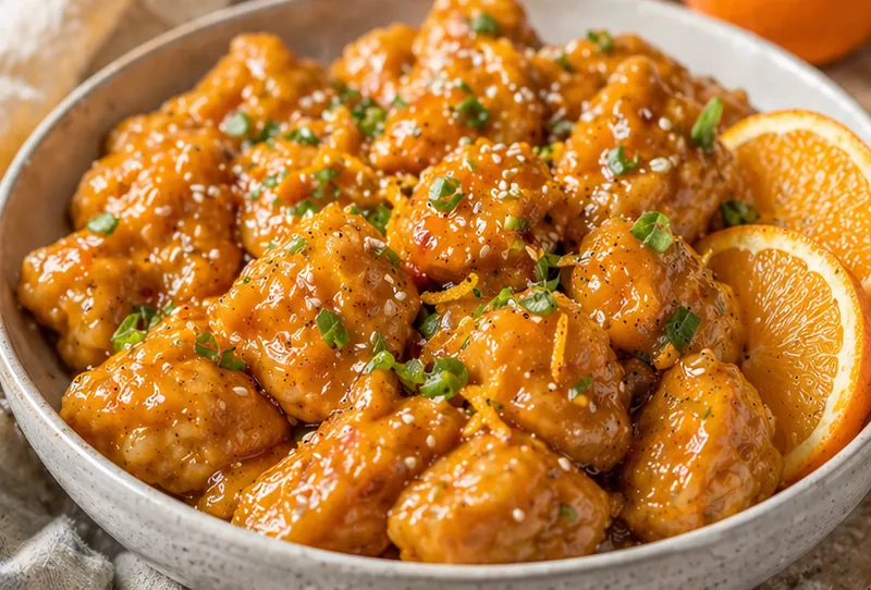 Easy Orange Chicken with Orange Marmalade, ready to serve