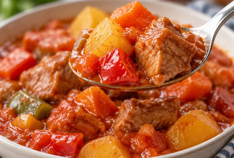 Filipino Pork Afritada Recipe, ready to serve