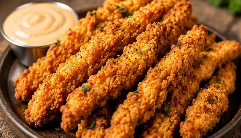 Crispy Fried Chicken Fries, ready to serve