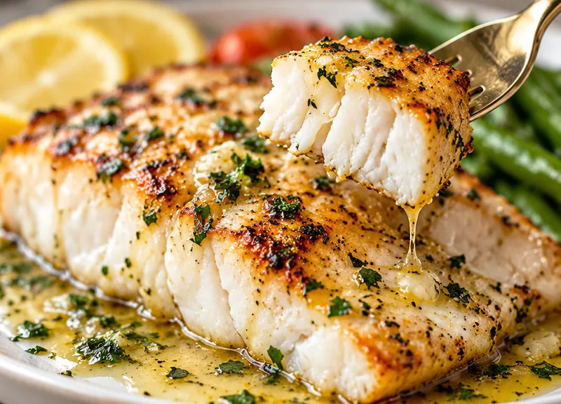 Grilled Grouper Recipe with Lemon Butter, ready to serve