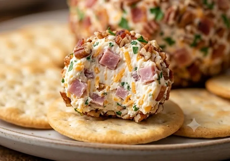 Ham and Cheese Ball Recipe, ready to serve