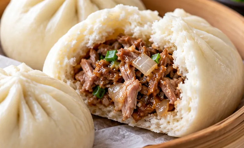 Hawaiian Manapua Recipe (Steamed Pork Buns), ready to serve