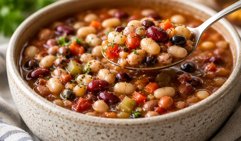 Hearty 13 Bean Soup Recipe, ready to serve