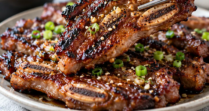 Korean-Style Flanken Ribs, ready to serve