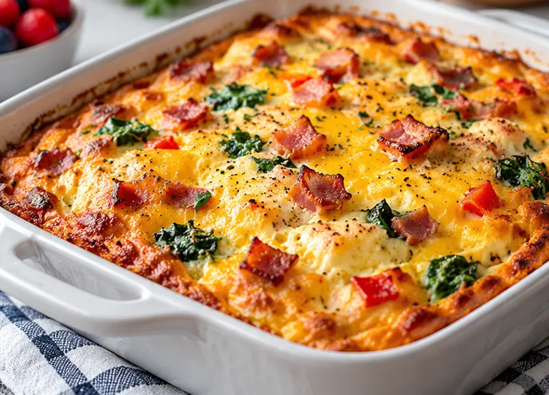Make-Ahead Breakfast Soufflé, ready to serve