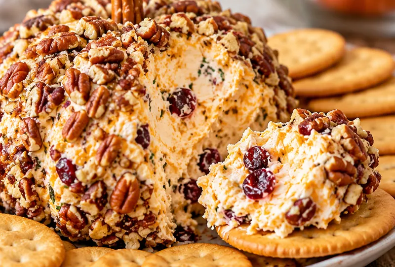 Pumpkin Cheese Ball Recipe (Easy Thanksgiving Appetizer), ready to serve
