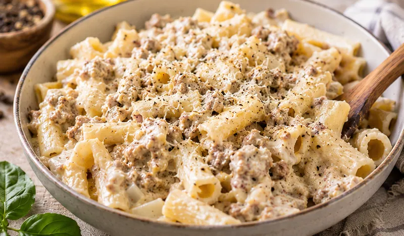 Rich White Bolognese Recipe (Creamy Italian Pasta Sauce), ready to serve
