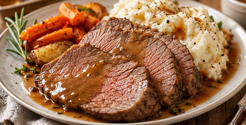 Tender Top Round Roast Recipe, ready to serve